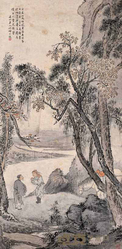 何丹山 辛巳（1881）年作 山水 立轴 127.5×63cm